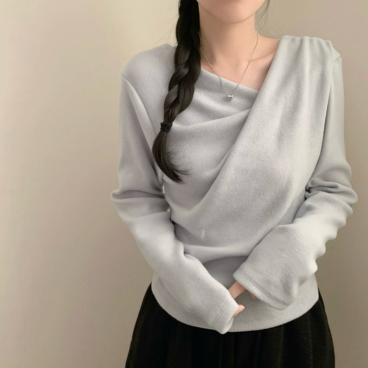 뮤즈 드레이프 기모 긴팔 겨울 상의 겨울옷 연말룩 크리스마스 긴팔티 기모티 소라