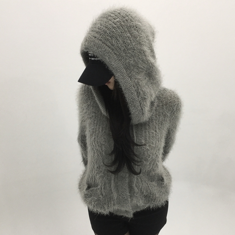 비엔 솔잎 후드 가디건 그레이