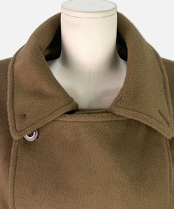 ボタンハイネックダブルウールコート