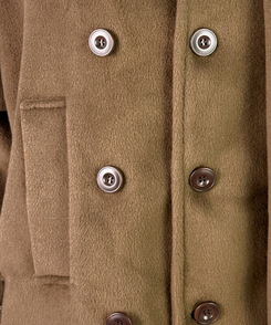 ボタンハイネックダブルウールコート