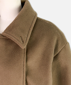 ボタンハイネックダブルウールコート