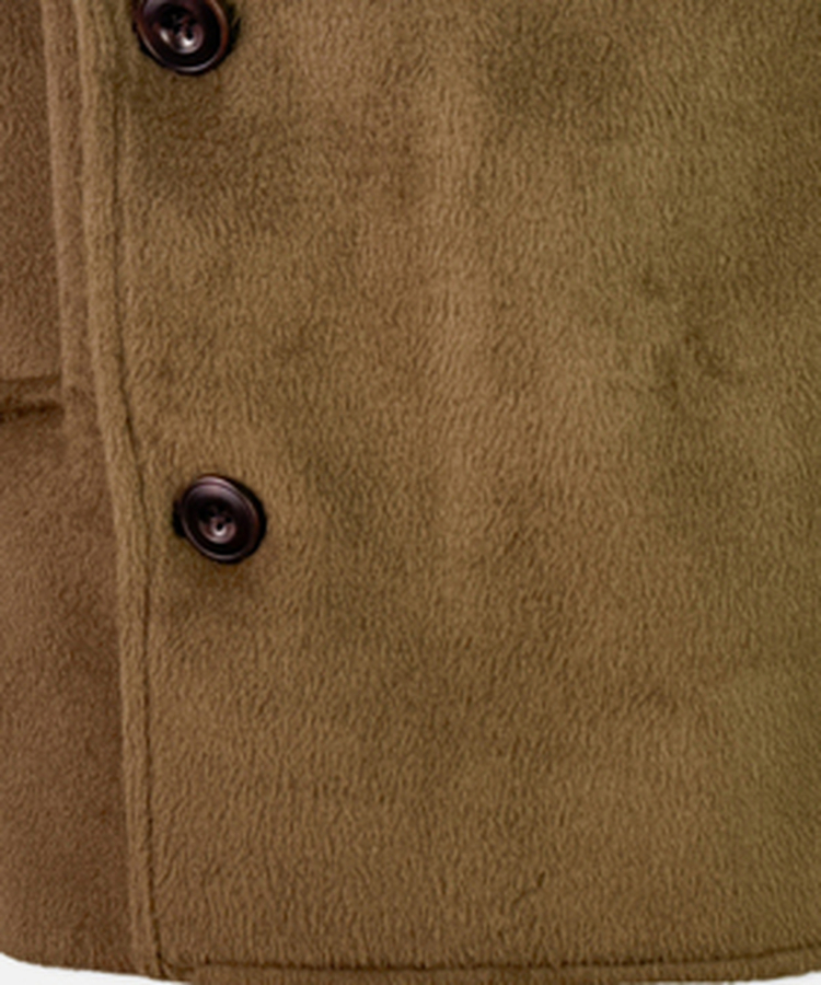 ボタンハイネックダブルウールコート