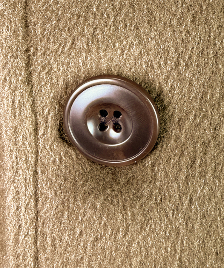 ボタンハイネックダブルウールコート