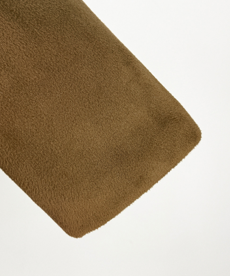 ボタンハイネックダブルウールコート