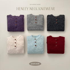ボカシヘンリーネックボタンニット(6color)