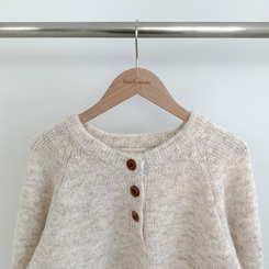 ボカシヘンリーネックボタンニット(6color)