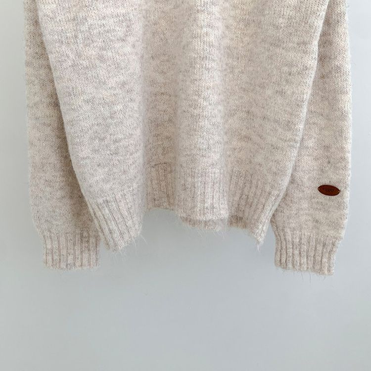 ボカシヘンリーネックボタンニット(6color)