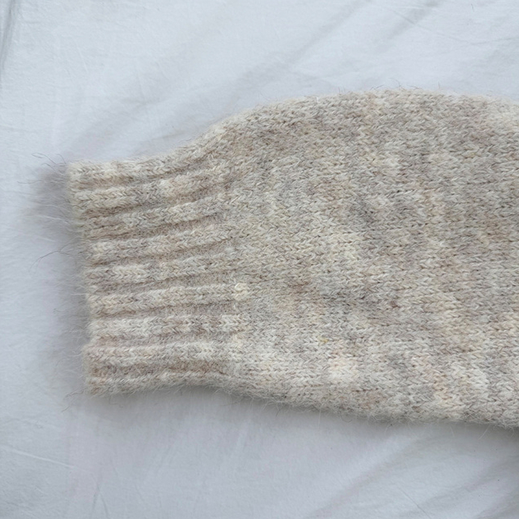 ボカシヘンリーネックボタンニット(6color)