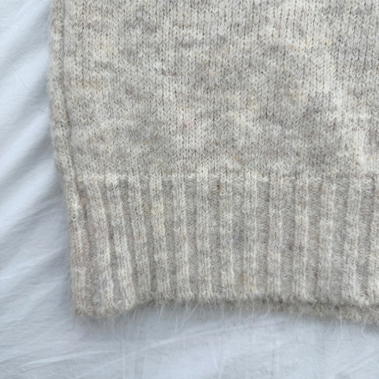 ボカシヘンリーネックボタンニット(6color)