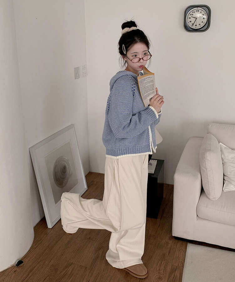 핫기모 레브로 코듀로이 본딩기모 사이드절개 와이드 허리 비조버튼 팬츠