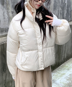 셀로니 크롭 경량 루즈핏 숏 패딩 포켓 밑단스트링 겨울패딩 숏패딩 아이보리