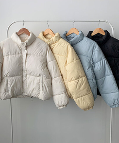 셀로니 크롭 경량 루즈핏 숏 패딩 포켓 밑단스트링 겨울패딩 숏패딩