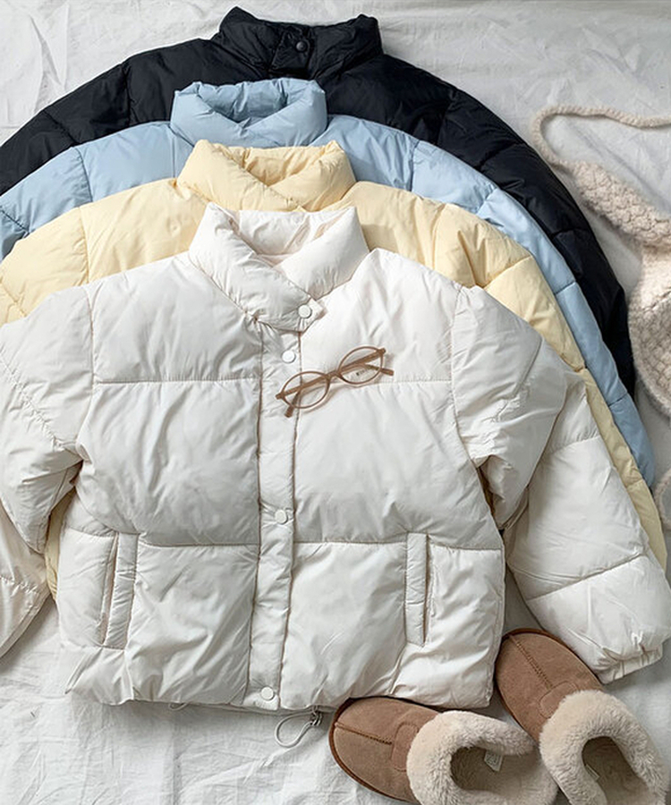 셀로니 크롭 경량 루즈핏 숏 패딩 포켓 밑단스트링 겨울패딩 숏패딩