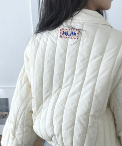 다올 패치 카라 경량 크롭 아방핏 숏 패딩 포켓 밑단밴딩 겨울패딩 아이보리