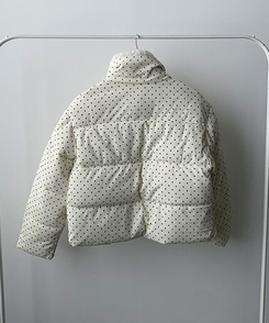 땡땡이도트겨울대비 하라 도트 양털 코듀로이 카라 크롭 아방핏 숏 패딩