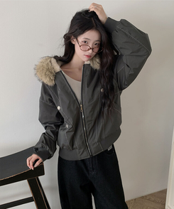 신유 전체퍼안감 버튼 루즈핏 패딩 점퍼 모자퍼탈부착 먹색