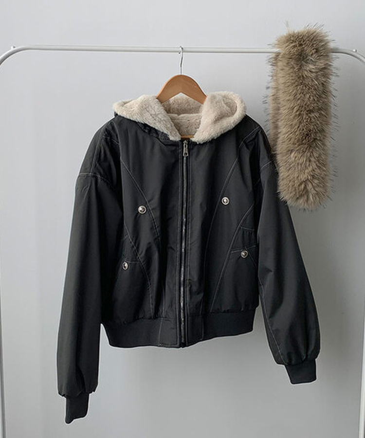 신유 전체퍼안감 버튼 루즈핏 패딩 점퍼 모자퍼탈부착