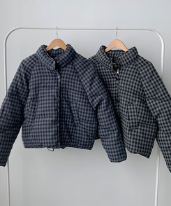 ハイネックチェックショートダウン