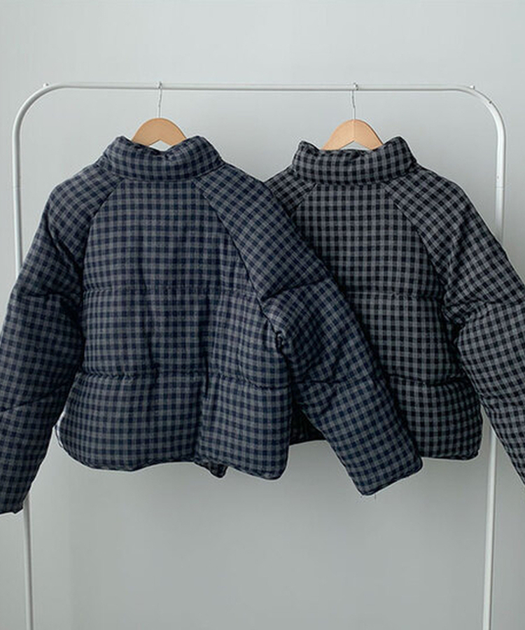 ハイネックチェックショートダウン