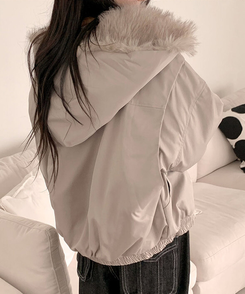 [털빠짐X/누빔안감] 티브 고퀄리티 유니크 퍼 후드 누빔 안감 집업 패딩 점퍼 연그레이