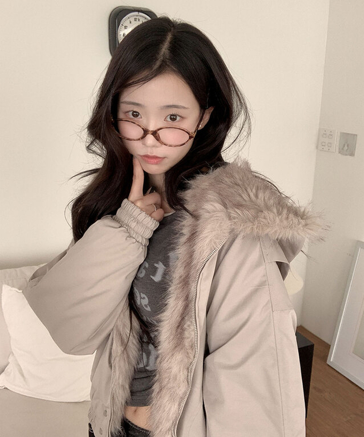 [털빠짐X/누빔안감] 티브 고퀄리티 유니크 퍼 후드 누빔 안감 집업 패딩 점퍼 연그레이