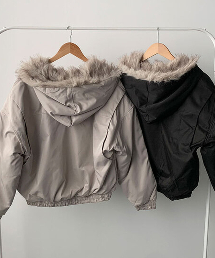 [털빠짐X/누빔안감] 티브 고퀄리티 유니크 퍼 후드 누빔 안감 집업 패딩 점퍼