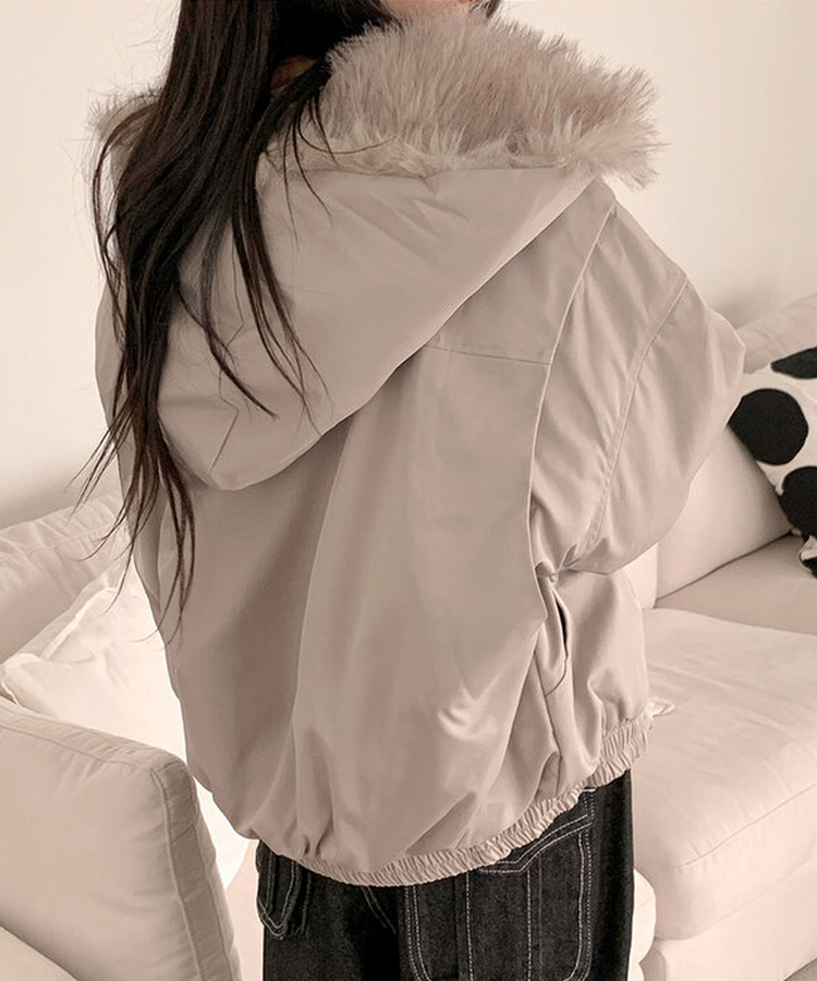 [털빠짐X/누빔안감] 티브 고퀄리티 유니크 퍼 후드 누빔 안감 집업 패딩 점퍼 연그레이