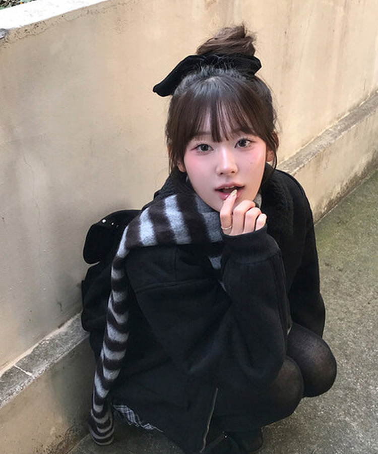 ルベットリボンスクランチ BLACK