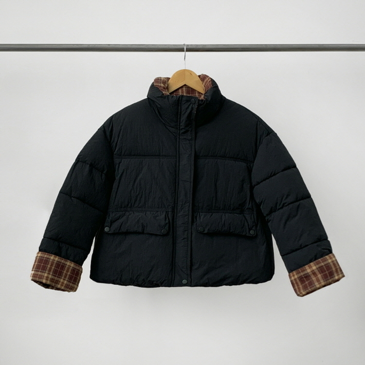 OT353-01 루키 체크 배색 패딩
