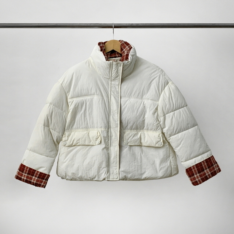 OT353-01 루키 체크 배색 패딩
