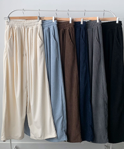 [고퀄보장｡‧˚/인생핏] 마크 코듀로이 와이드 핀턱 뒷포켓패치 밴딩 트레이닝 팬츠