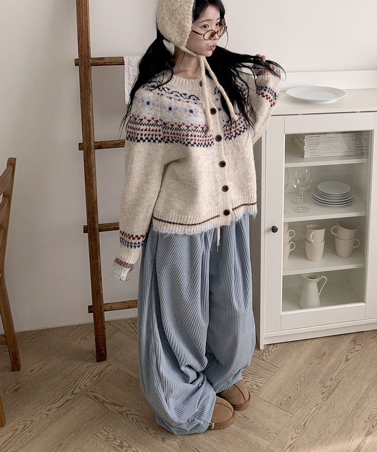 [고퀄보장｡‧˚/인생핏] 마크 코듀로이 와이드 핀턱 뒷포켓패치 밴딩 트레이닝 팬츠 소라