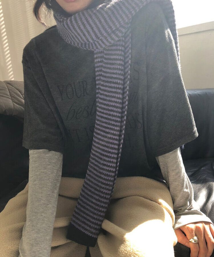 デイリーストライプマフラー PURPLE