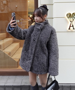 ボアハイネックハーフコート CHARCOAL