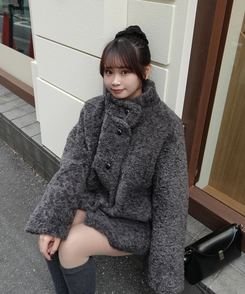 ボアハイネックハーフコート CHARCOAL