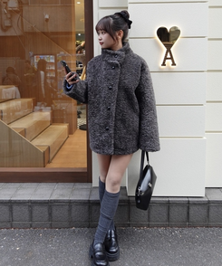 ボアハイネックハーフコート CHARCOAL