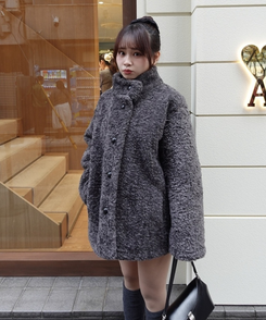 ボアハイネックハーフコート CHARCOAL