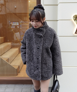 ボアハイネックハーフコート CHARCOAL