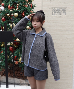 カラーネックボアカーディガン GREY