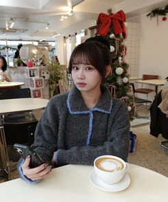 カラーネックボアカーディガン GREY