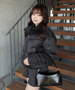 ハイネックドットショートダウン BLACK