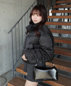 ハイネックドットショートダウン BLACK