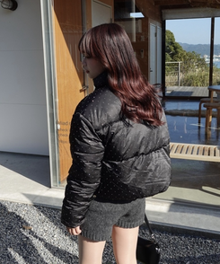 ハイネックドットショートダウン BLACK