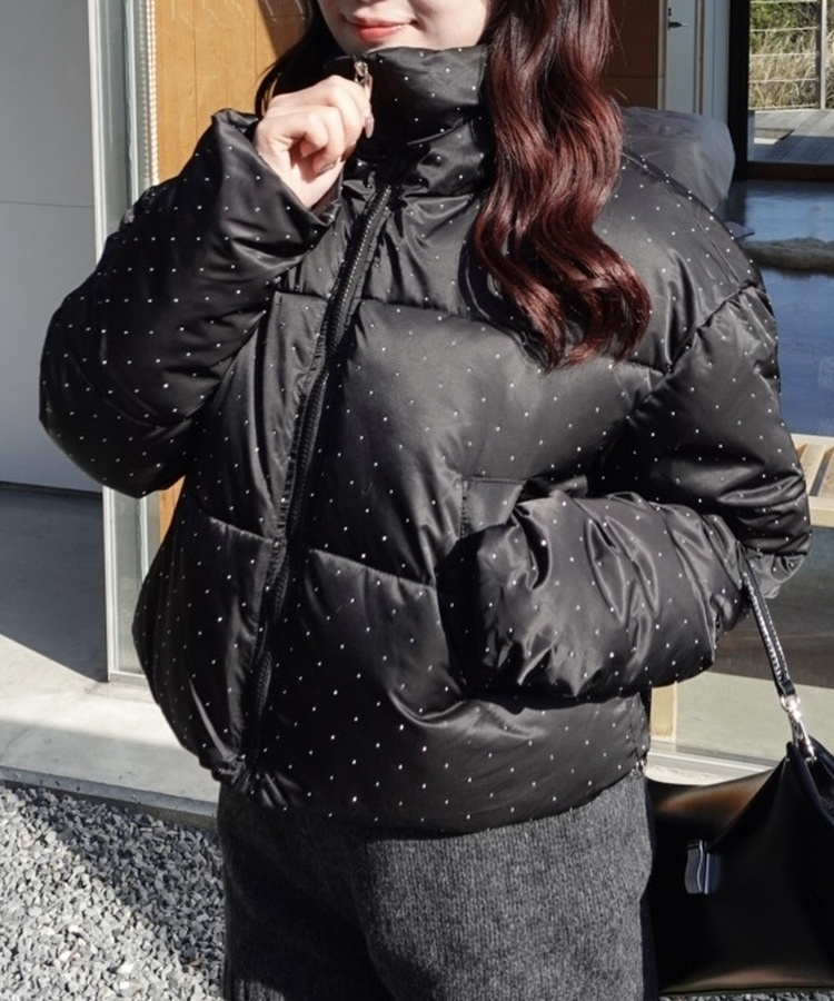 ハイネックドットショートダウン BLACK