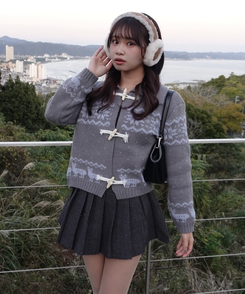 ノルディッククロップカーディガン GREY