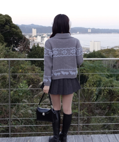 ノルディッククロップカーディガン GREY