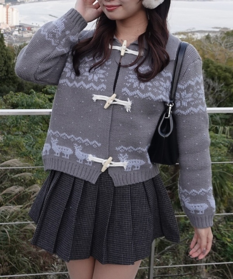 ノルディッククロップカーディガン GREY