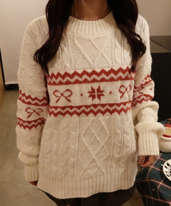 リボンノルディックニット IVORY