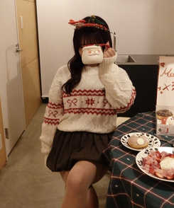 リボンノルディックニット IVORY