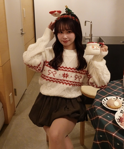 リボンノルディックニット IVORY